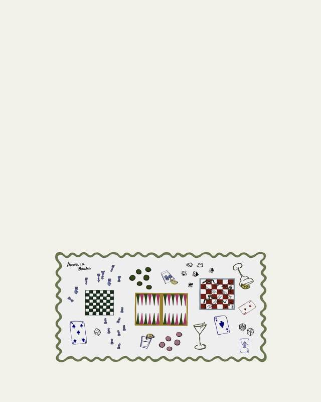 Scalloped Graphic Linen Tablecloth